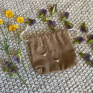 Silver with pearl hoops